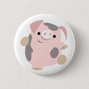 Cartoon Dancing Pig button badge