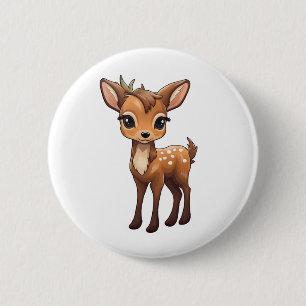 Cartoon deer illustration 6 cm round badge