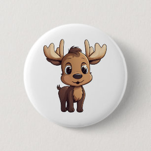 Cartoon deer illustration 6 cm round badge