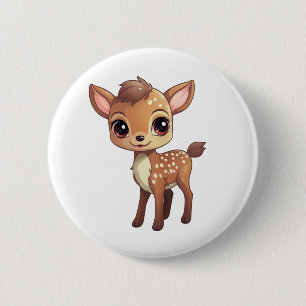 Cartoon deer illustration 6 cm round badge