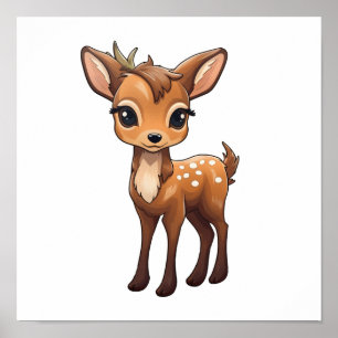  Cartoon deer illustration Poster