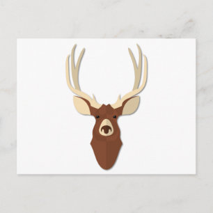 Cartoon Deer Stag Head Postcard