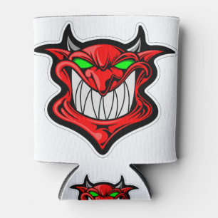 Cartoon demon face head satan can cooler