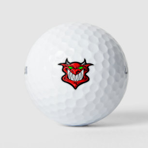 Cartoon demon face head satan golf balls