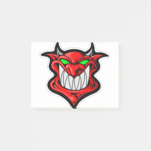 Cartoon demon face head satan post-it notes