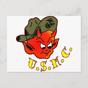Cartoon Devil Marine Corps Postcard