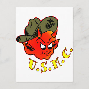 Cartoon Devil Marine Corps Postcard