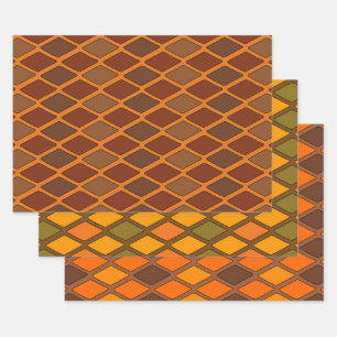 Cartoon Diamond Autumn Colours Wrapping Paper Sheet