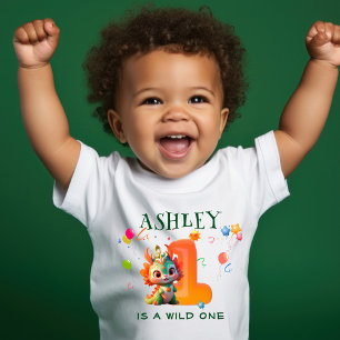 Cartoon Dinosaur Chinese Dragon Year 1st birthday Baby T-Shirt