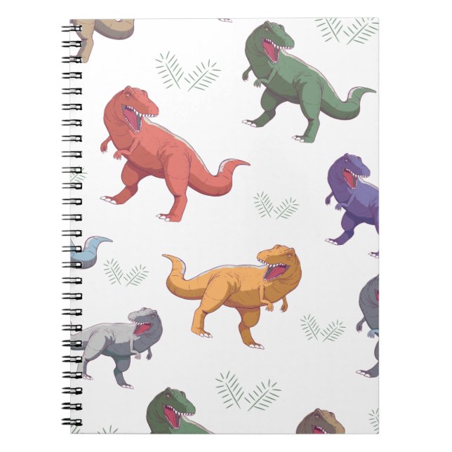 Cartoon dinosaur dino t rex Pattern Cute Summer Notebook (Front)
