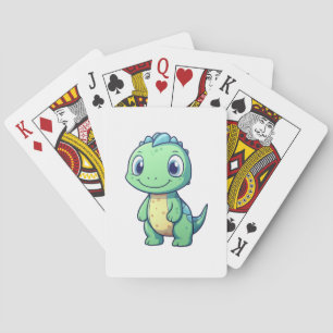 Cartoon dinosaur illustration playing cards