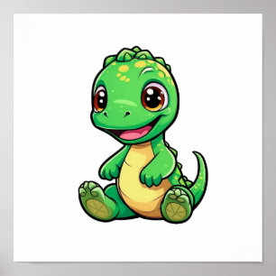 Cartoon dinosaur illustration poster