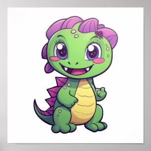 Cartoon dinosaur illustration poster