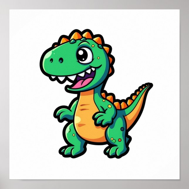 Cartoon dinosaur illustration poster (Front)