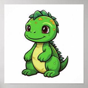 Cartoon dinosaur illustration poster