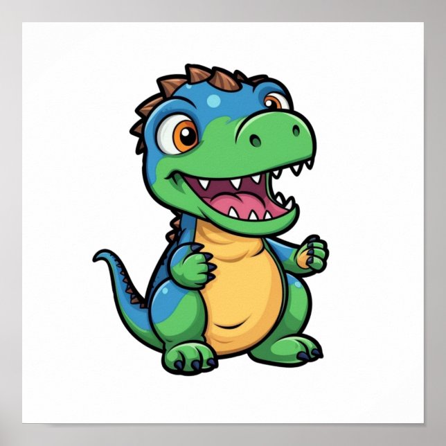 Cartoon dinosaur illustration poster (Front)