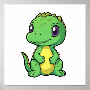 Cartoon dinosaur illustration poster
