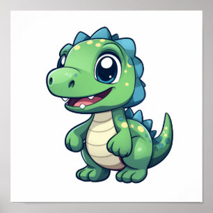 Cartoon dinosaur illustration poster