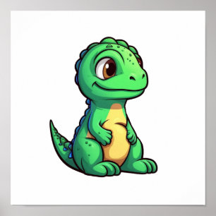 Cartoon dinosaur illustration poster