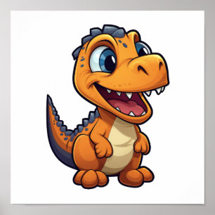 Cartoon dinosaur illustration poster