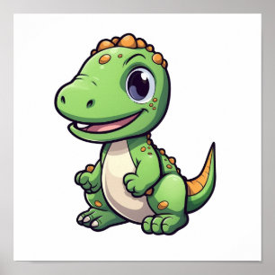 Cartoon dinosaur illustration poster