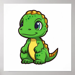 Cartoon dinosaur illustration poster