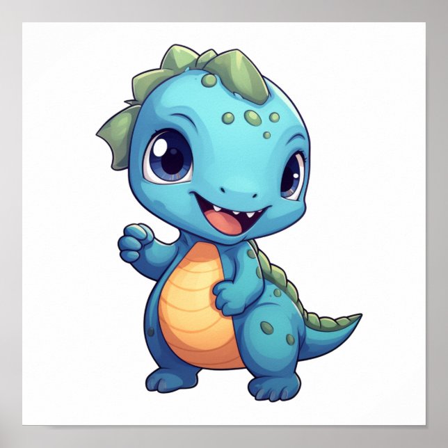 Cartoon dinosaur illustration poster (Front)