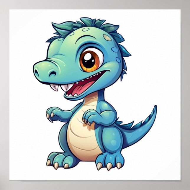 Cartoon dinosaur illustration poster (Front)