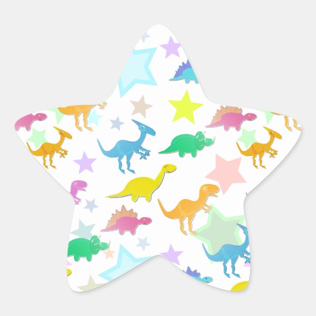Cartoon Dinosaurs Colour Star Sticker (Front)