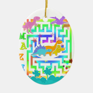 Cartoon Dinosaurs in a colour Maze Ornament