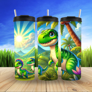 Cartoon Dinosaurs Jungle Fun Thermal Tumbler