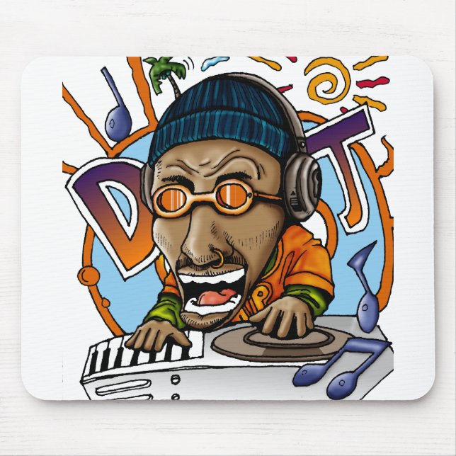 Cartoon DJ character design Mouse Mat (Front)