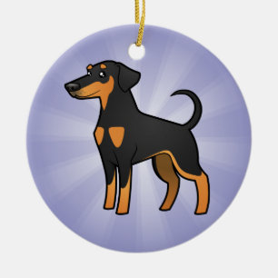 Cartoon Doberman Pinscher (floppy ears) Ceramic Tree Decoration
