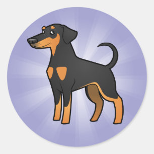 Cartoon Doberman Pinscher (floppy ears) Classic Round Sticker