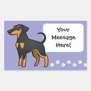 Cartoon Doberman Pinscher (floppy ears) Rectangular Sticker