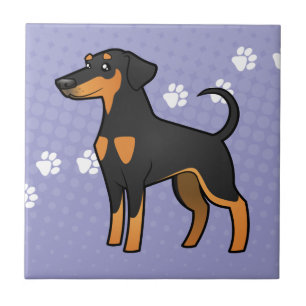 Cartoon Doberman Pinscher (floppy ears) Tile