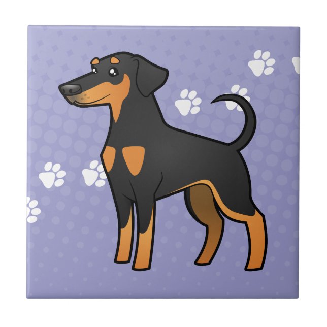 Cartoon Doberman Pinscher (floppy ears) Tile (Front)