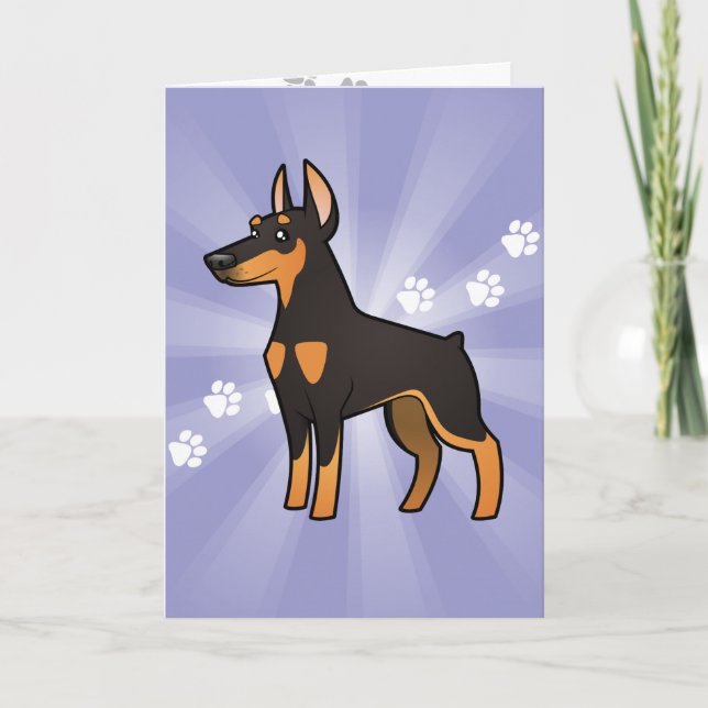 Cartoon Doberman Pinscher (pointy ears) Card (Front)