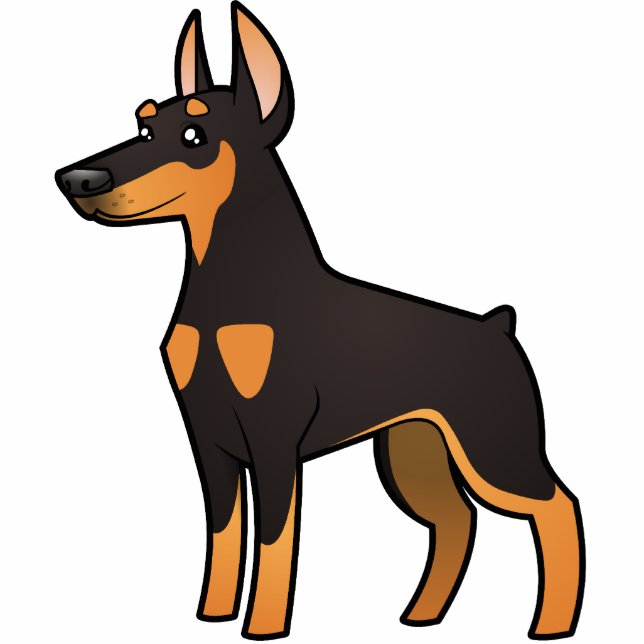 Cartoon Doberman Pinscher (pointy ears) Photo Sculpture Magnet (Front)