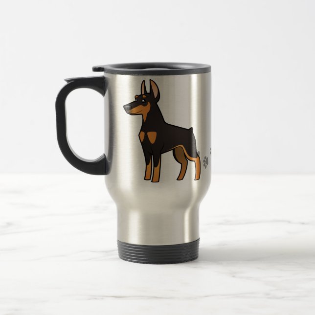 Cartoon Doberman Pinscher (pointy ears) Travel Mug (Left)
