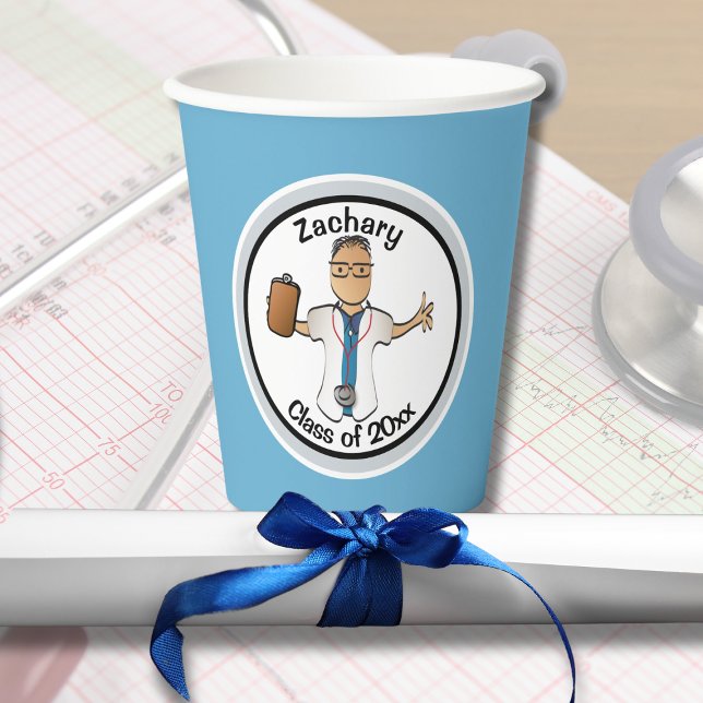 Cartoon Doctor Medical Graduation Ethnic for Him  Paper Cups (Creator Uploaded)