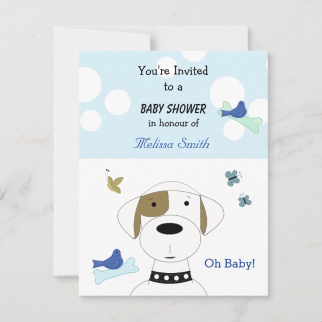 Cartoon Dog Baby Shower Invitation (Front)