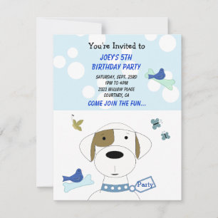Cartoon Dog Birthday Party Invitation