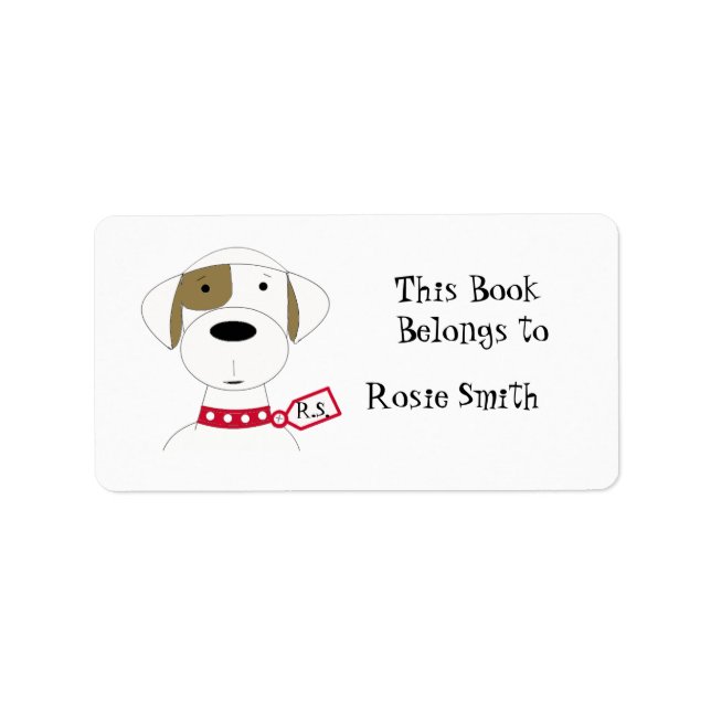 Cartoon Dog Bookplate Label (Front)