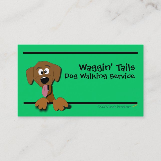 Cartoon Dog Business Card Template (green) (Front)