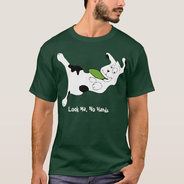 Cartoon Dog Catch Frisbee T-Shirt (Front)