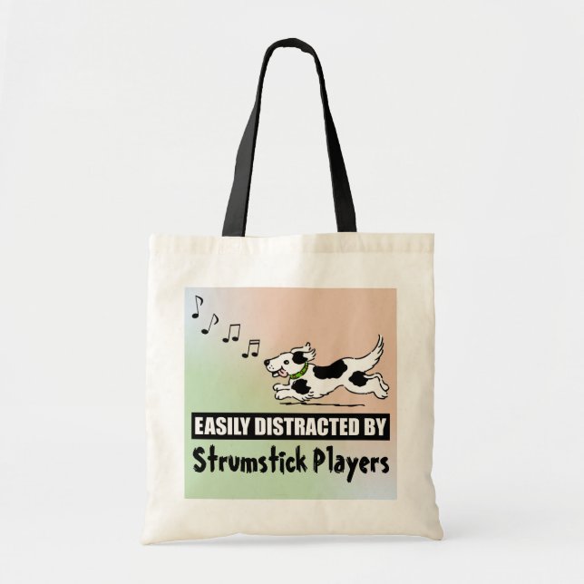 Cartoon Dog Distracted by Strumstick Players Tote Bag (Front)