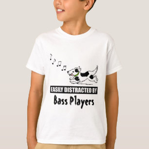 Cartoon Dog Easily Distracted by Bass Players T-Shirt