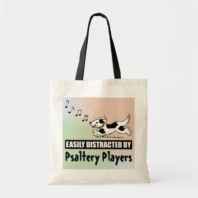 Cartoon Dog Easily Distracted by Psaltery Players Tote Bag (Front)