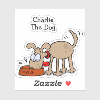 Cartoon Dog Eating Dog Food With Favourite Name